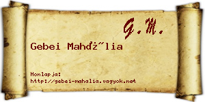 Gebei Mahália névjegykártya